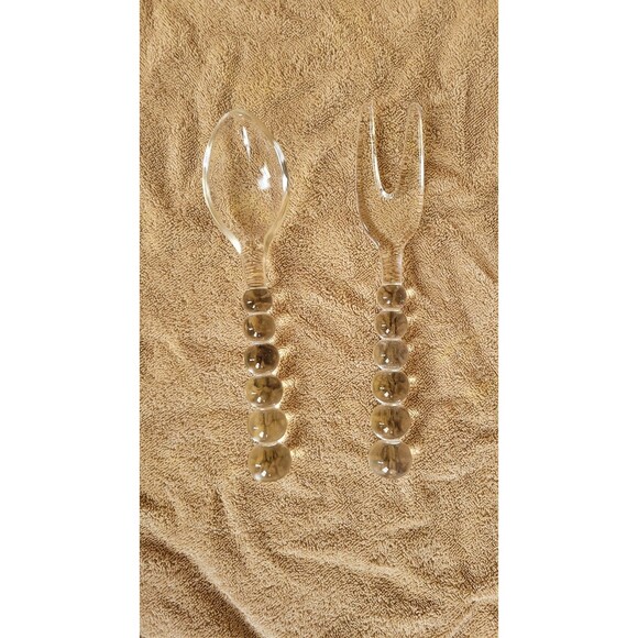 Elegant Imperial Glass Candlewick Pattern 400/75 Salad Fork and Spoon Set - Picture 2 of 3